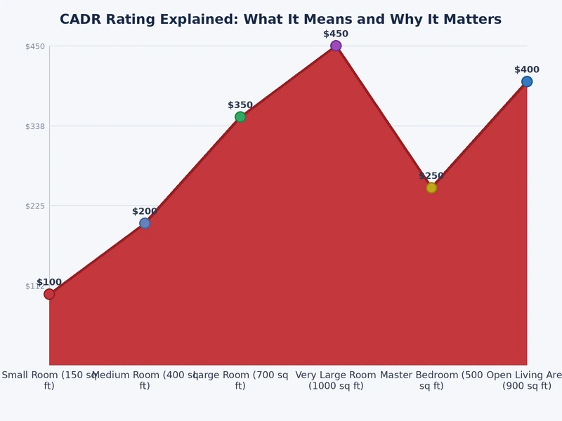 Bar chart comparing CADR smoke, dust, and pollen scores across entry-level, mid-range, and premium air purifier tiers