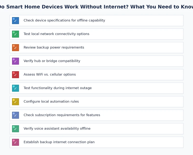 Checklist for setting up smart home devices to work without internet