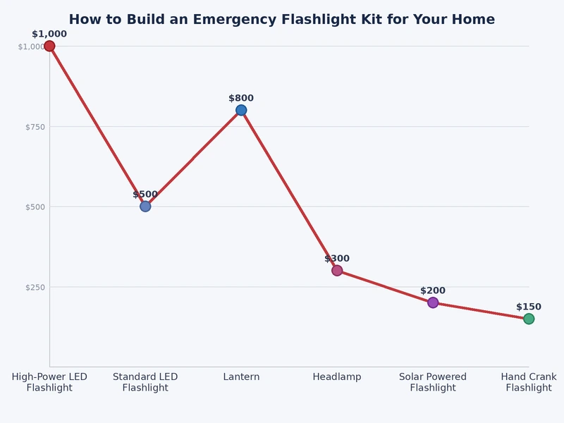 Bar chart comparing emergency flashlight kit home tiers by estimated cost and total runtime hours