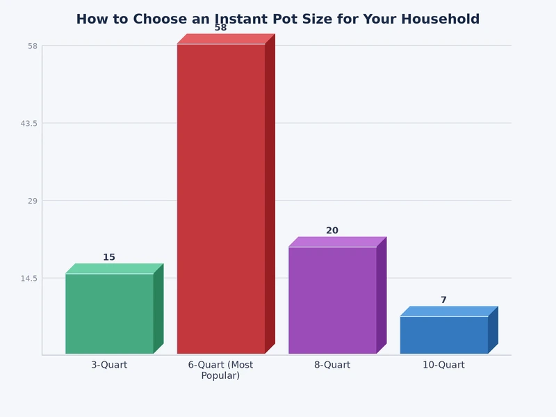Bar chart comparing Instant Pot sizes by quart capacity and ideal household size