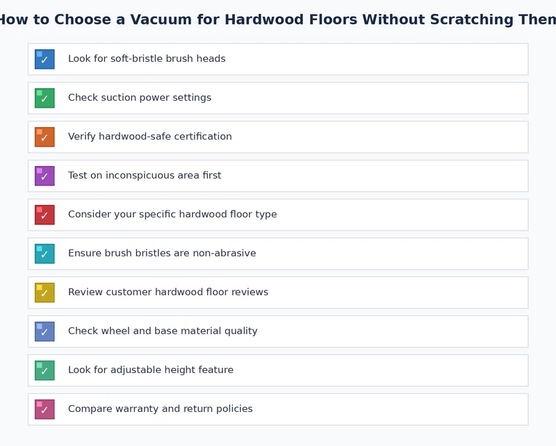 Checklist of vacuum features to verify before using on hardwood floors
