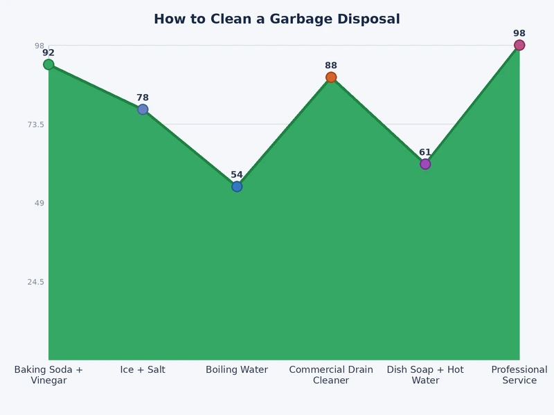 Chart comparing garbage disposal cleaning methods by effectiveness and safety rating