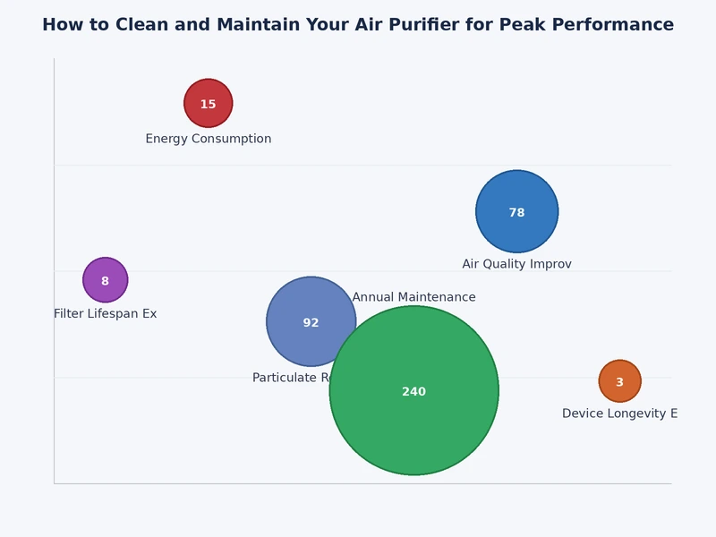 Chart showing recommended cleaning and replacement intervals for each air purifier filter type
