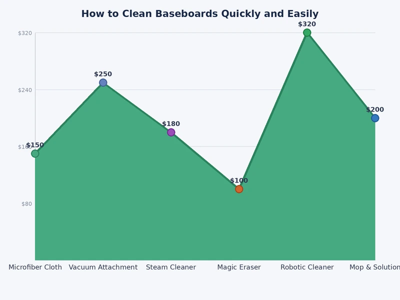 Chart comparing baseboard dust accumulation rates by room type and cleaning frequency