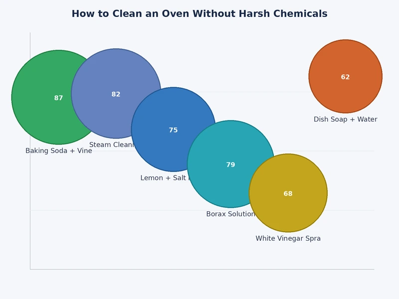 bar chart comparing effectiveness dwell time and effort for baking soda vinegar and lemon steam oven cleaning methods
