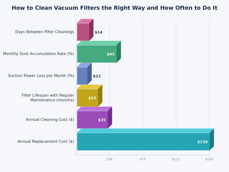 Chart showing vacuum filter cleaning frequency by type