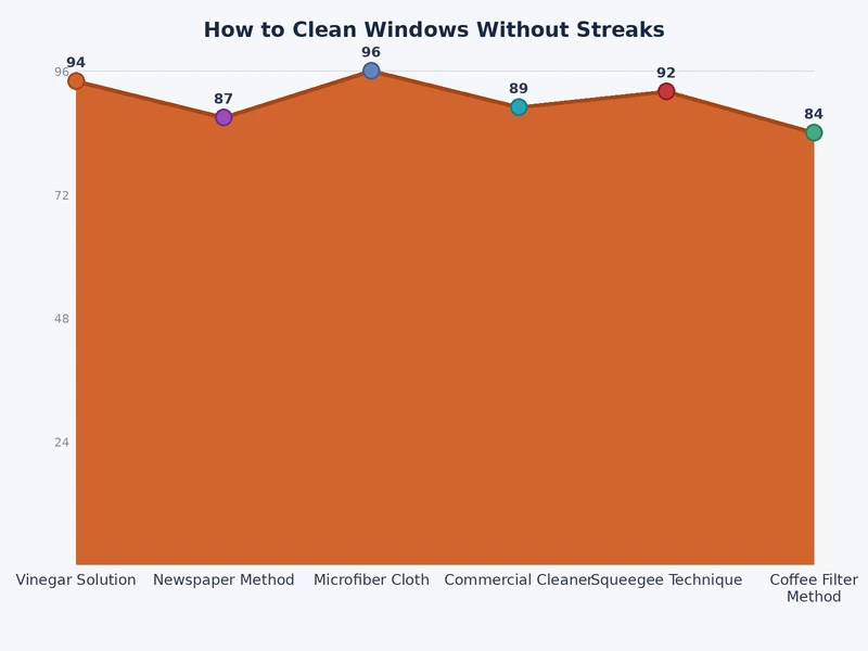 bar chart comparing streak-free effectiveness ratings of five common window cleaning methods