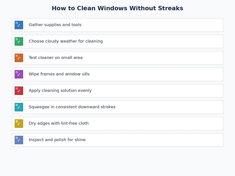 window cleaning checklist covering tools, solutions, technique steps, and seasonal maintenance habits