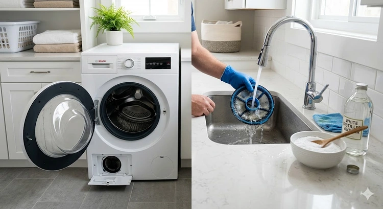 How to deep clean washing machine drum and gasket with vinegar and cleaning tools