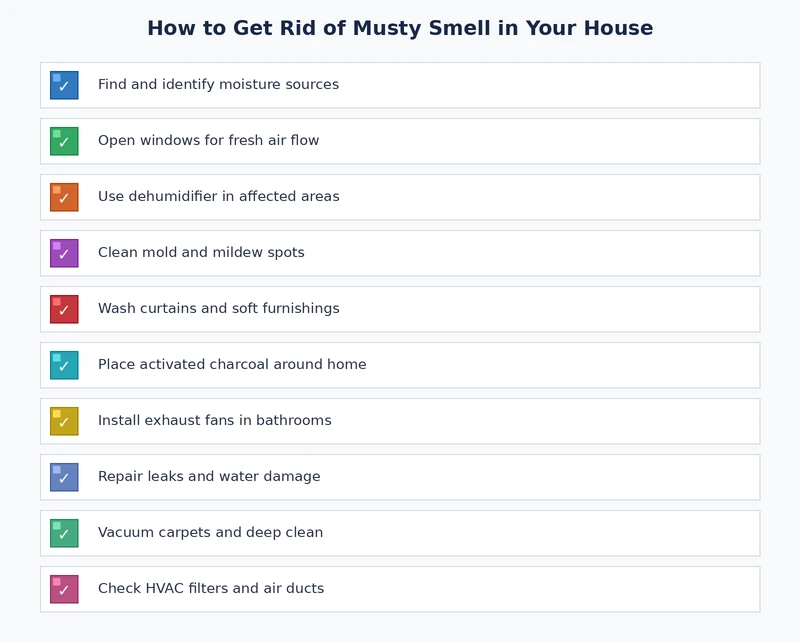 Musty smell elimination checklist — weekly, monthly, and seasonal home maintenance tasks