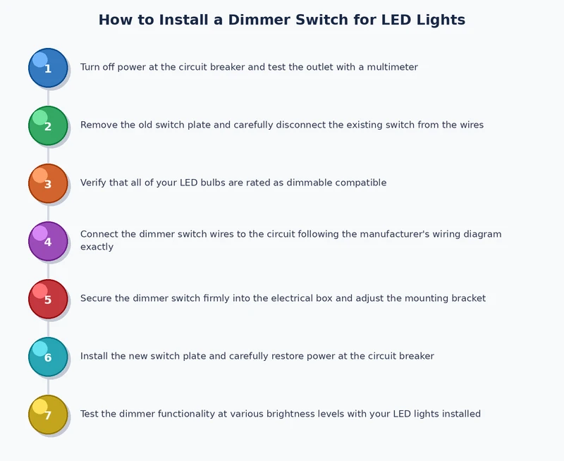 dimmer switch wiring installation process diagram showing sequential steps
