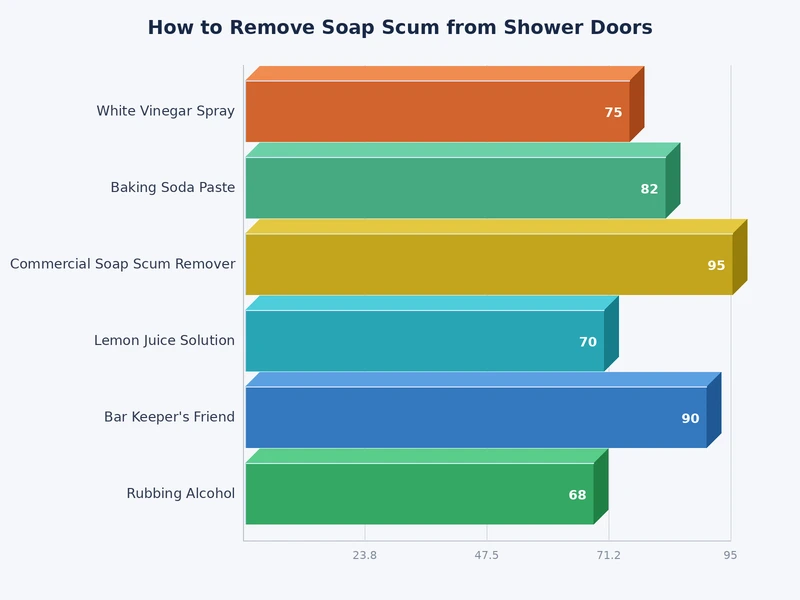 Bar chart comparing five soap scum removal methods by effectiveness and estimated cost