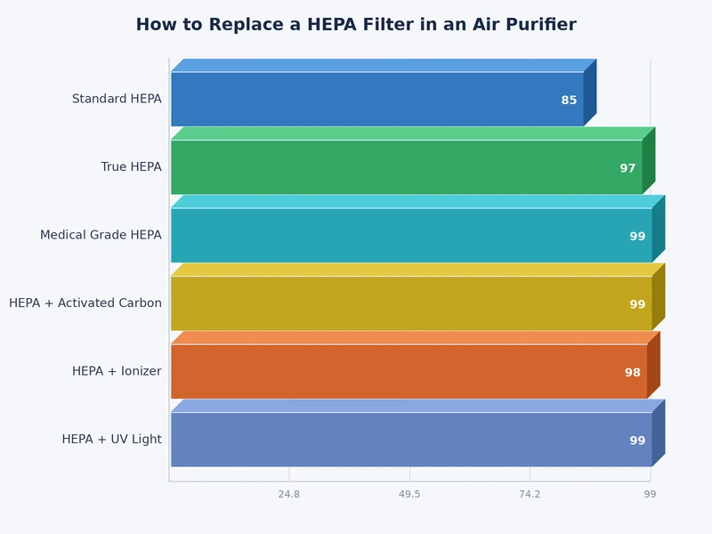 Chart comparing HEPA filter replacement intervals across different household types and usage conditions