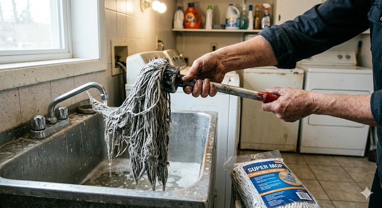 How to replace a mop head step by step on a twist-lock household mop