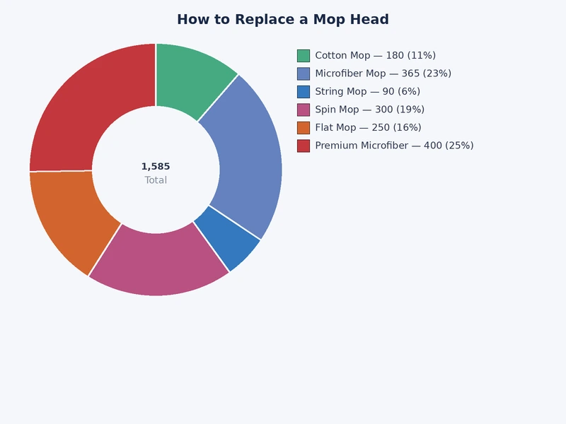 Chart comparing mop head material types by lifespan, washability, and recommended floor surface