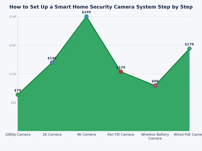 Comparison chart of security camera types by resolution, power source, and average cost
