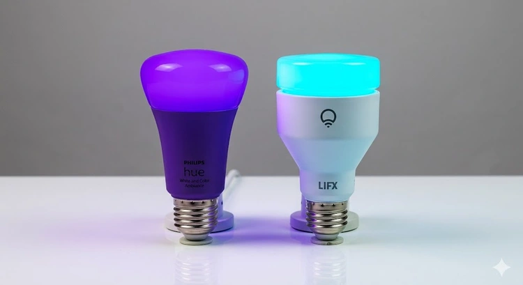 Philips Hue vs LIFX smart bulbs placed side by side for a direct comparison
