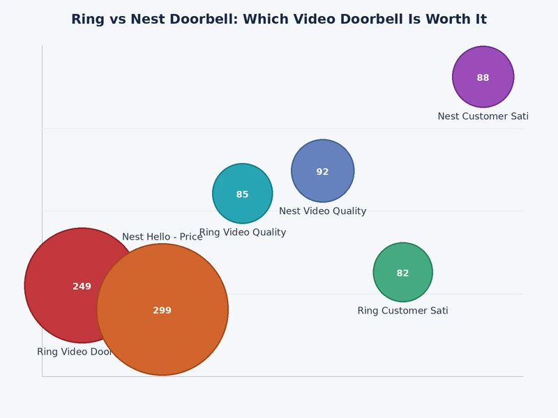 Bar chart comparing Ring and Nest doorbell features across six categories