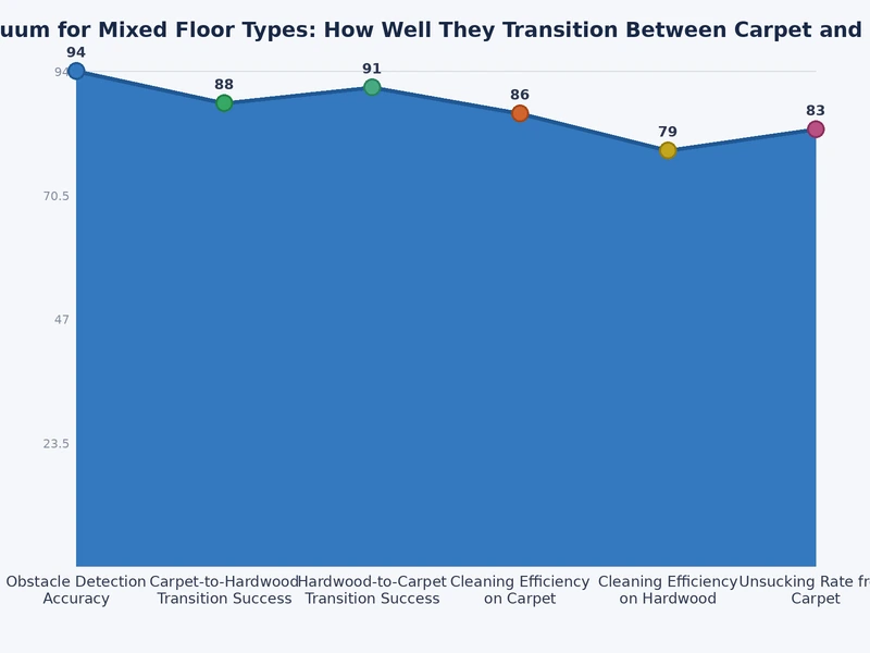 Chart comparing robot vacuum transition capabilities across different floor type combinations