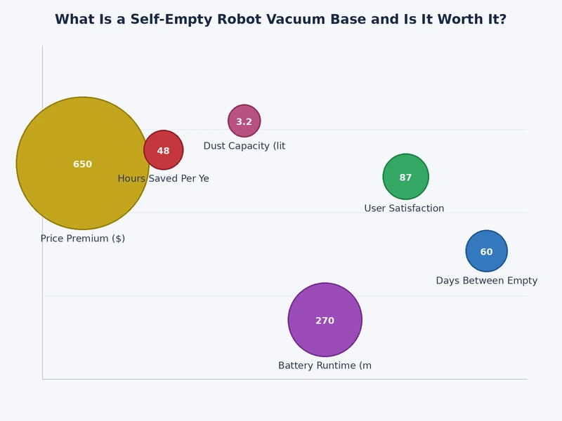 Bar chart comparing dustbin capacity and emptying frequency between standard and self-emptying robot vacuums