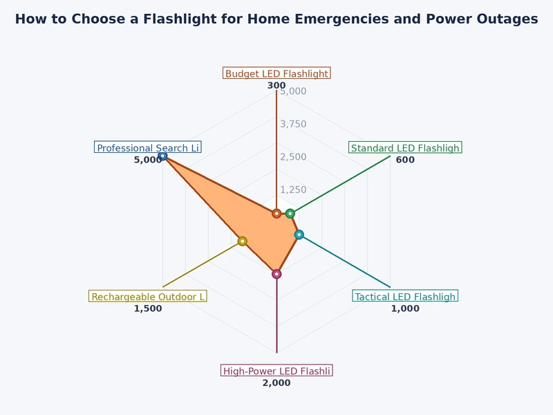 Bar chart comparing flashlight lumen ranges and their practical home emergency use cases