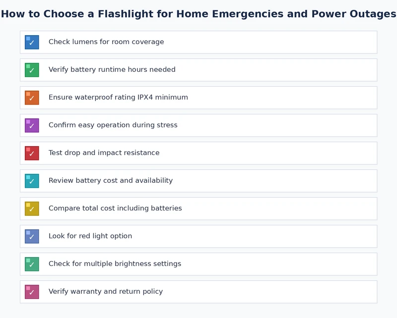 Checklist for choosing and maintaining a home emergency flashlight for power outages