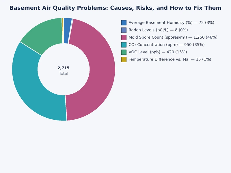 Chart comparing basement air pollutant types and their relative health risk levels