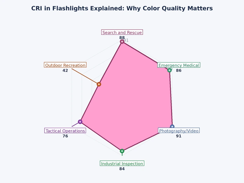 Bar chart comparing CRI scores across common flashlight LED emitter types