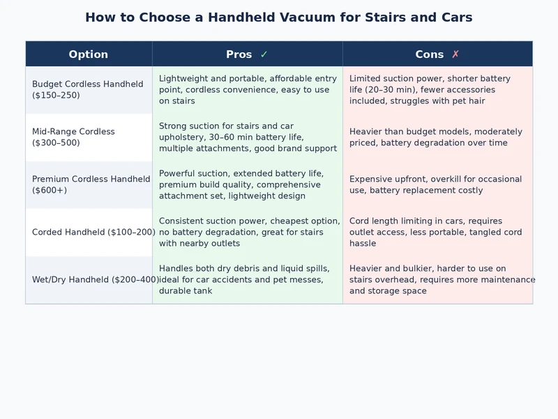 handheld vacuum feature comparison across budget mid-range and premium price tiers