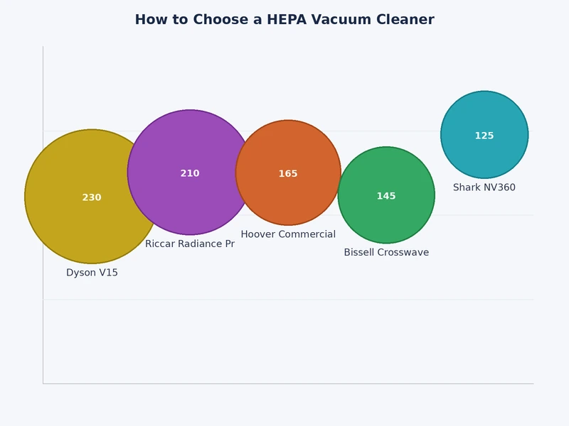 Bar chart comparing HEPA filter efficiency by EN 1822 grade from HEPA 10 through HEPA 14
