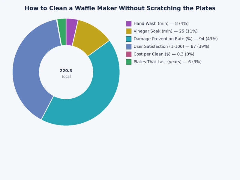 bar chart comparing cleaning frequency and nonstick plate lifespan for waffle makers