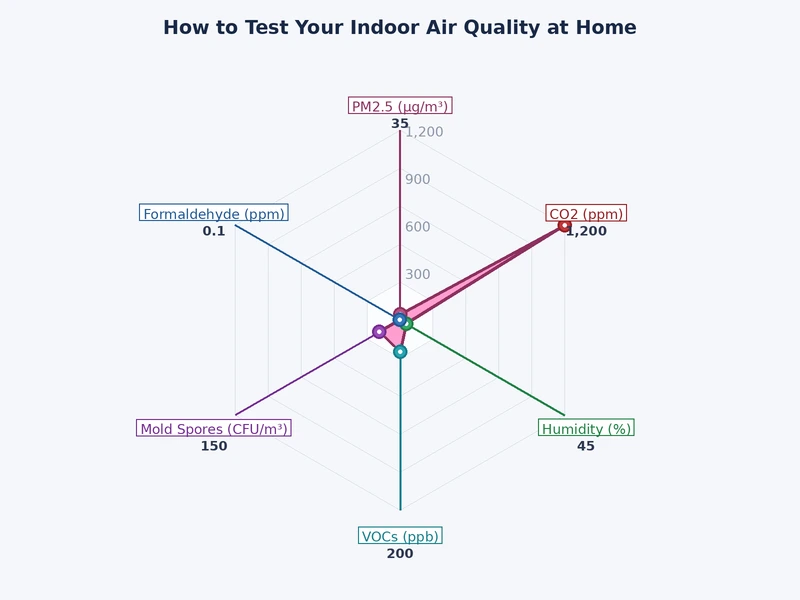 bar chart comparing common indoor air pollutants by health risk level and ease of detection without specialized equipment