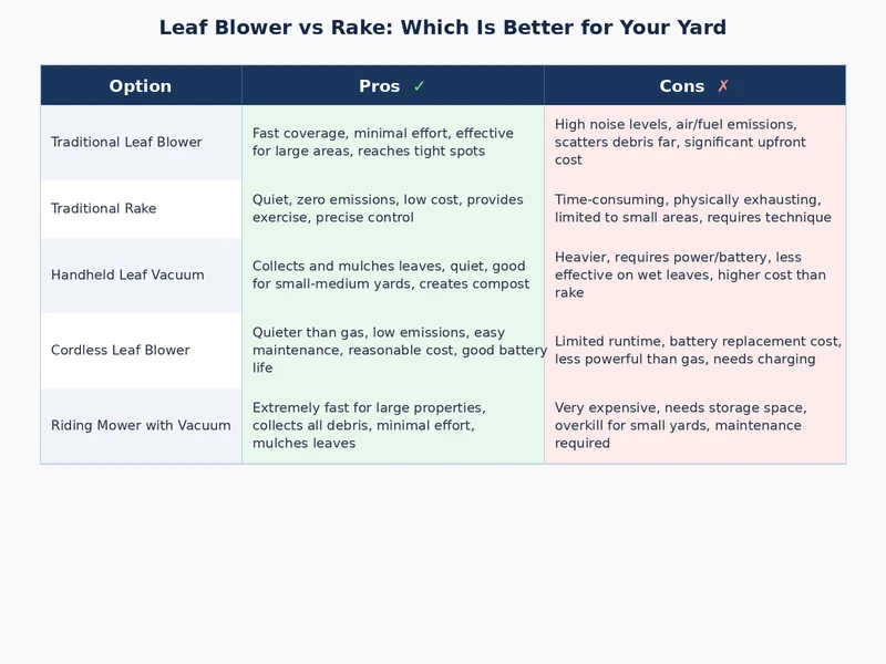 leaf blower vs rake comparison showing performance across yard conditions and scenarios